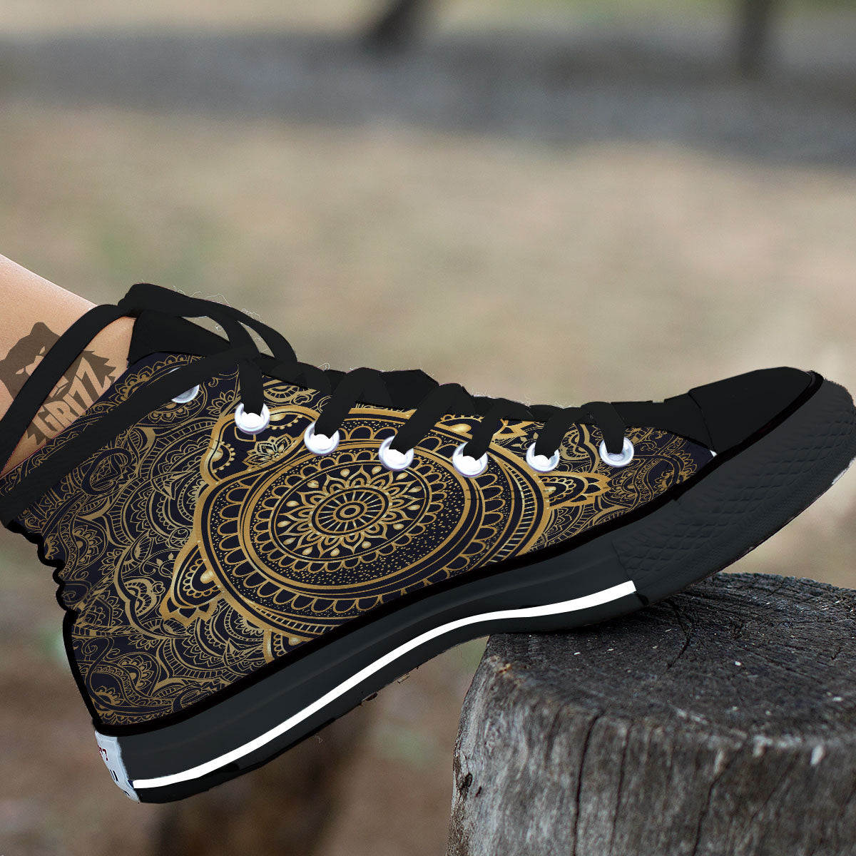 Sea Turtle Native Bohemian Print High Top Shoes-grizzshop