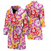 Sea Turtle Red Hibiscus Hawaiian Pattern Print Men Long Robe-grizzshop