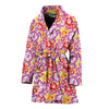 Sea Turtle Red Hibiscus Hawaiian Pattern Print Women Long Robe-grizzshop