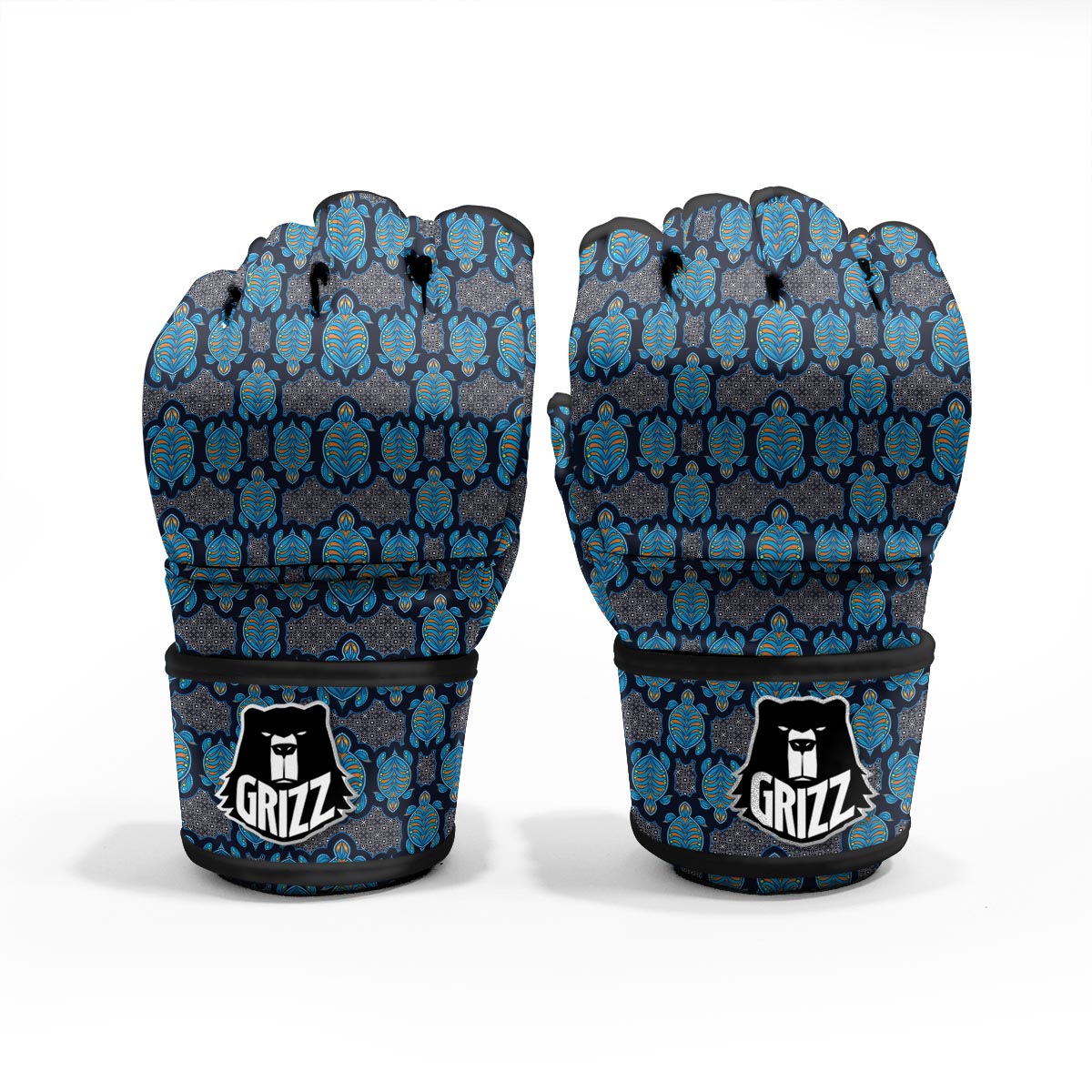 Sea Turtle Retro Print Pattern MMA Gloves-grizzshop