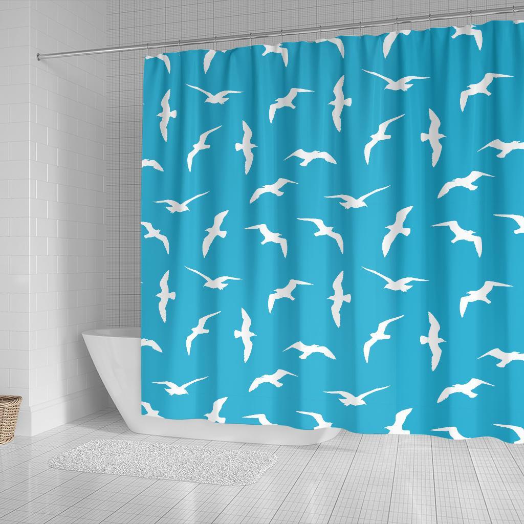 Seagull Pattern Print Bathroom Shower Curtain-grizzshop