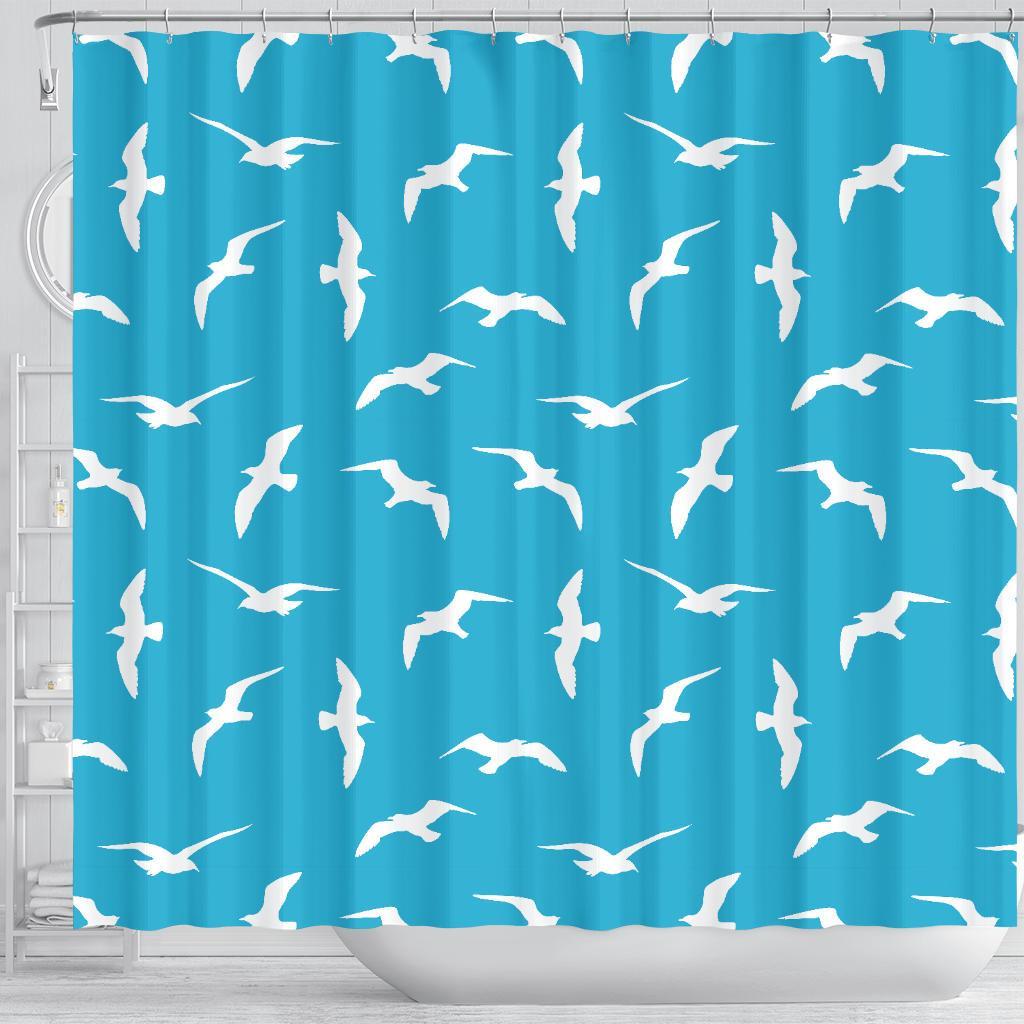 Seagull Pattern Print Bathroom Shower Curtain-grizzshop