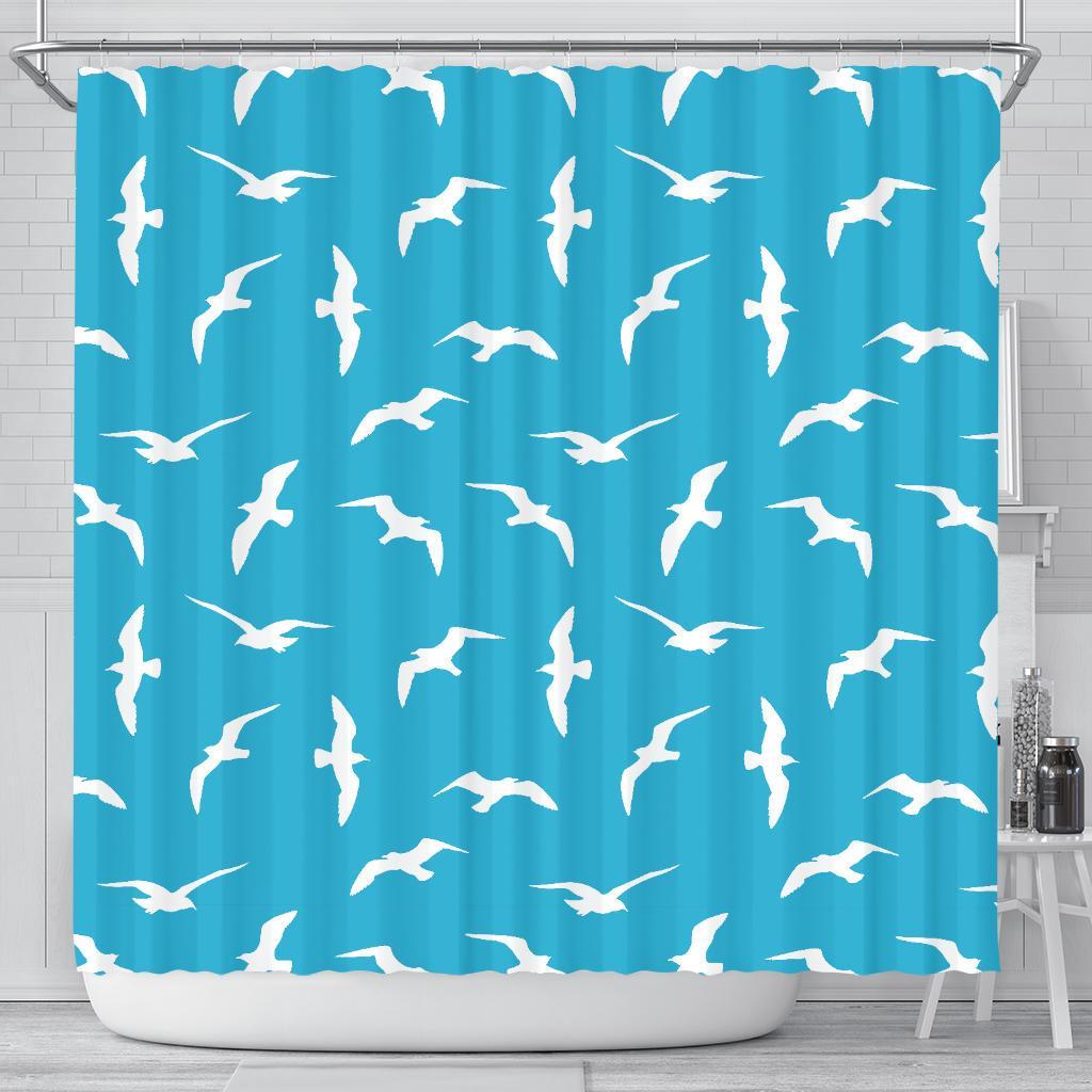 Seagull Pattern Print Bathroom Shower Curtain-grizzshop