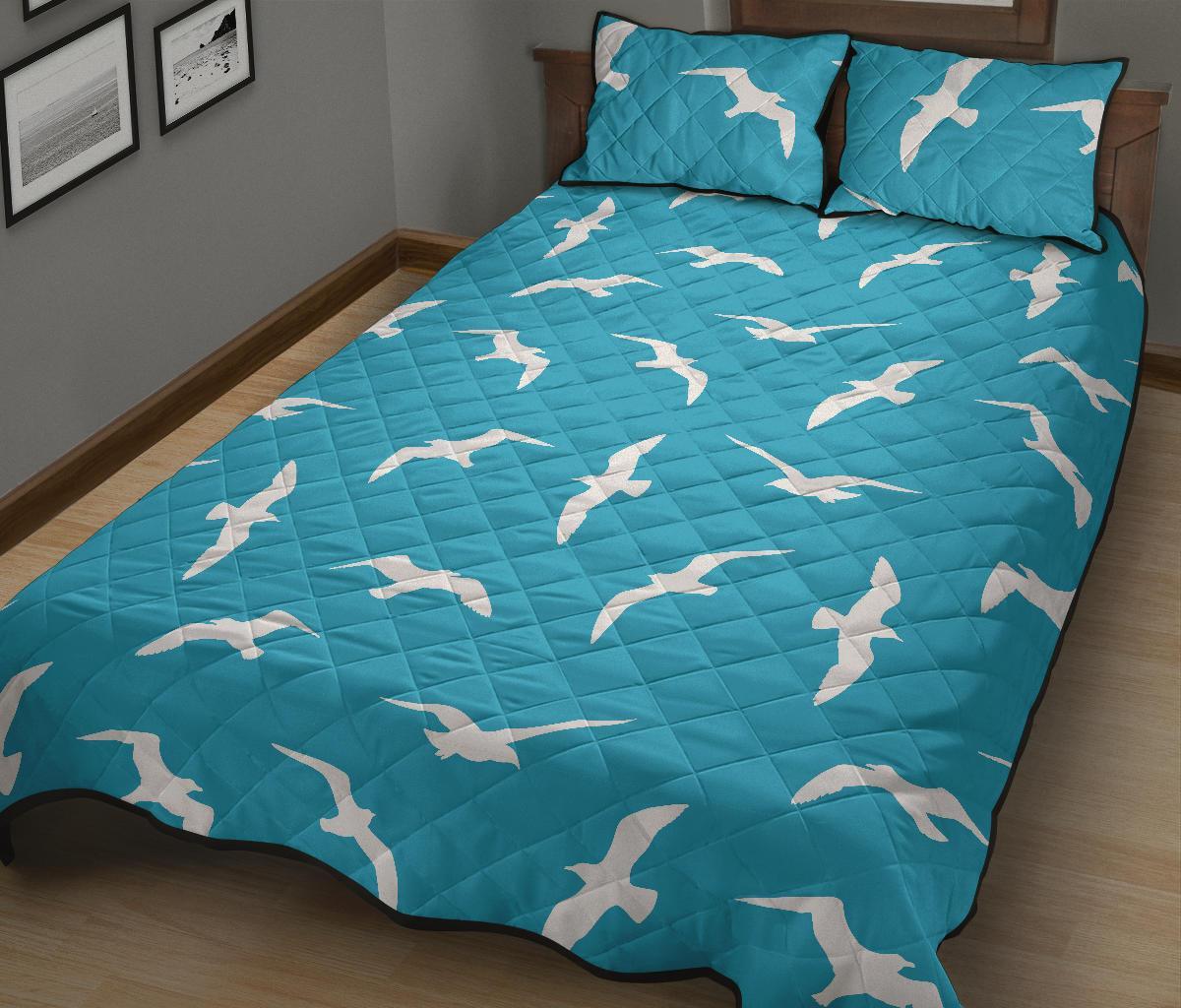 Seagull Pattern Print Bed Set Quilt-grizzshop
