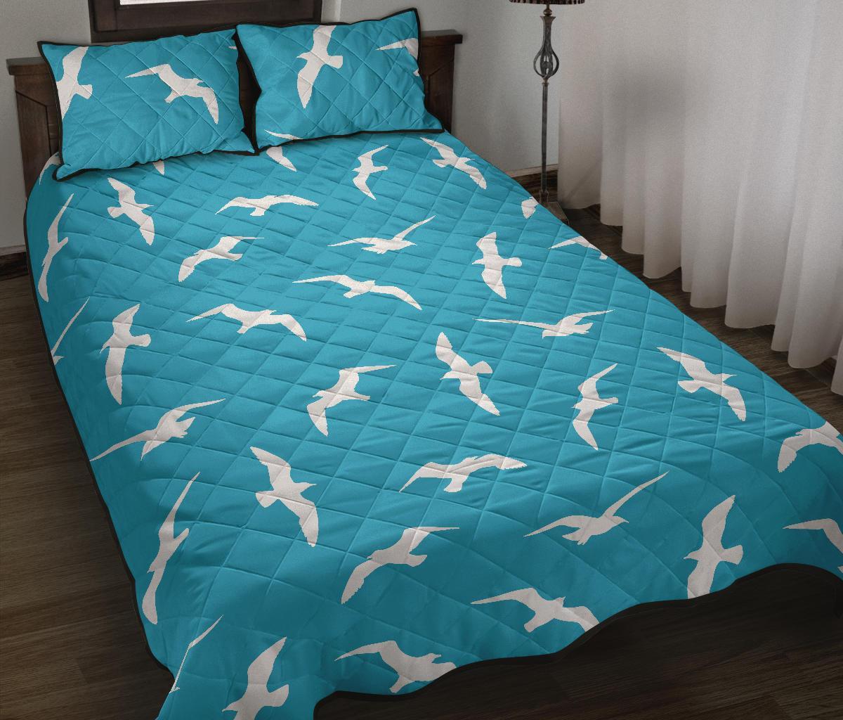 Seagull Pattern Print Bed Set Quilt-grizzshop