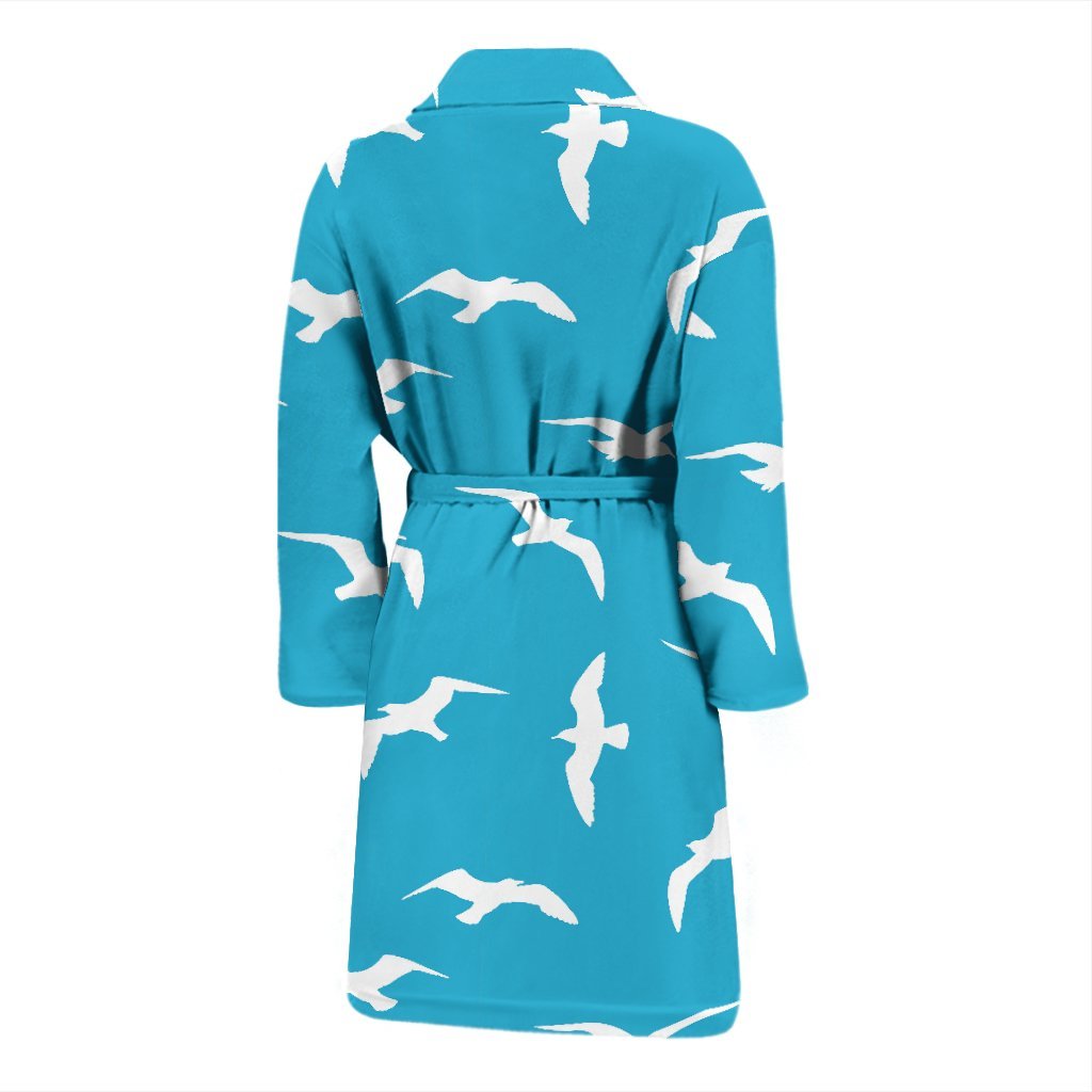 Seagull Pattern Print Men Long Robe-grizzshop