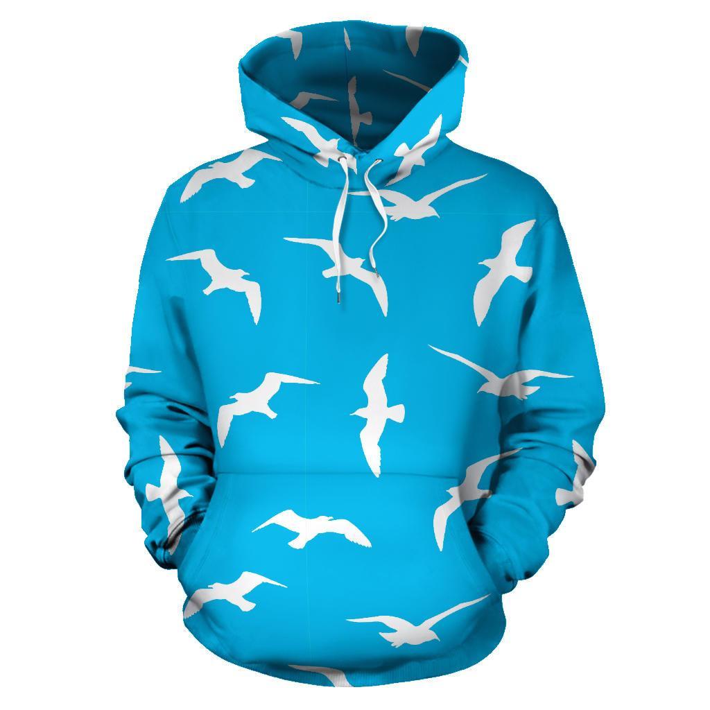 Seagull Pattern Print Men Women Pullover Hoodie-grizzshop