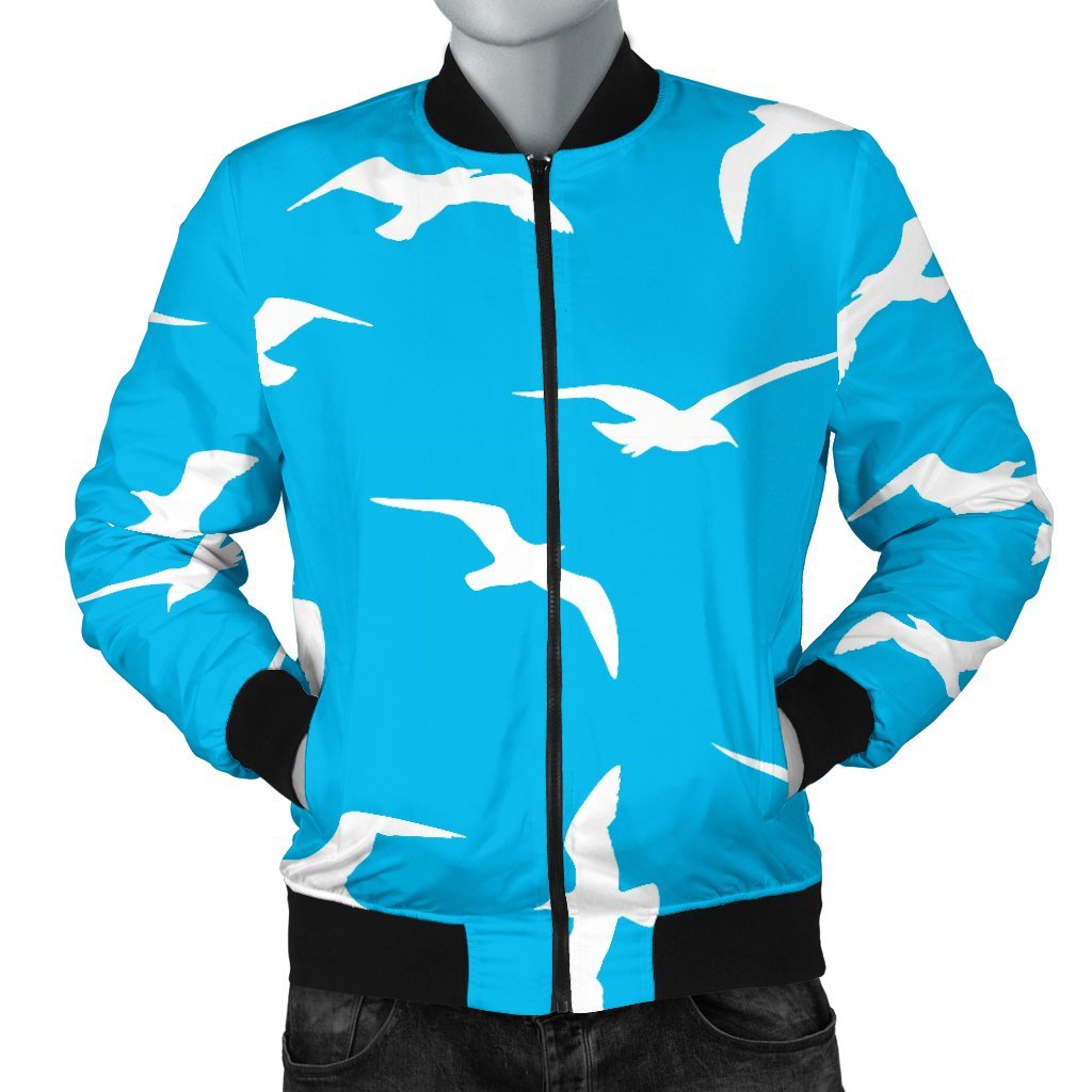 Seagull Pattern Print Men's Bomber Jacket-grizzshop