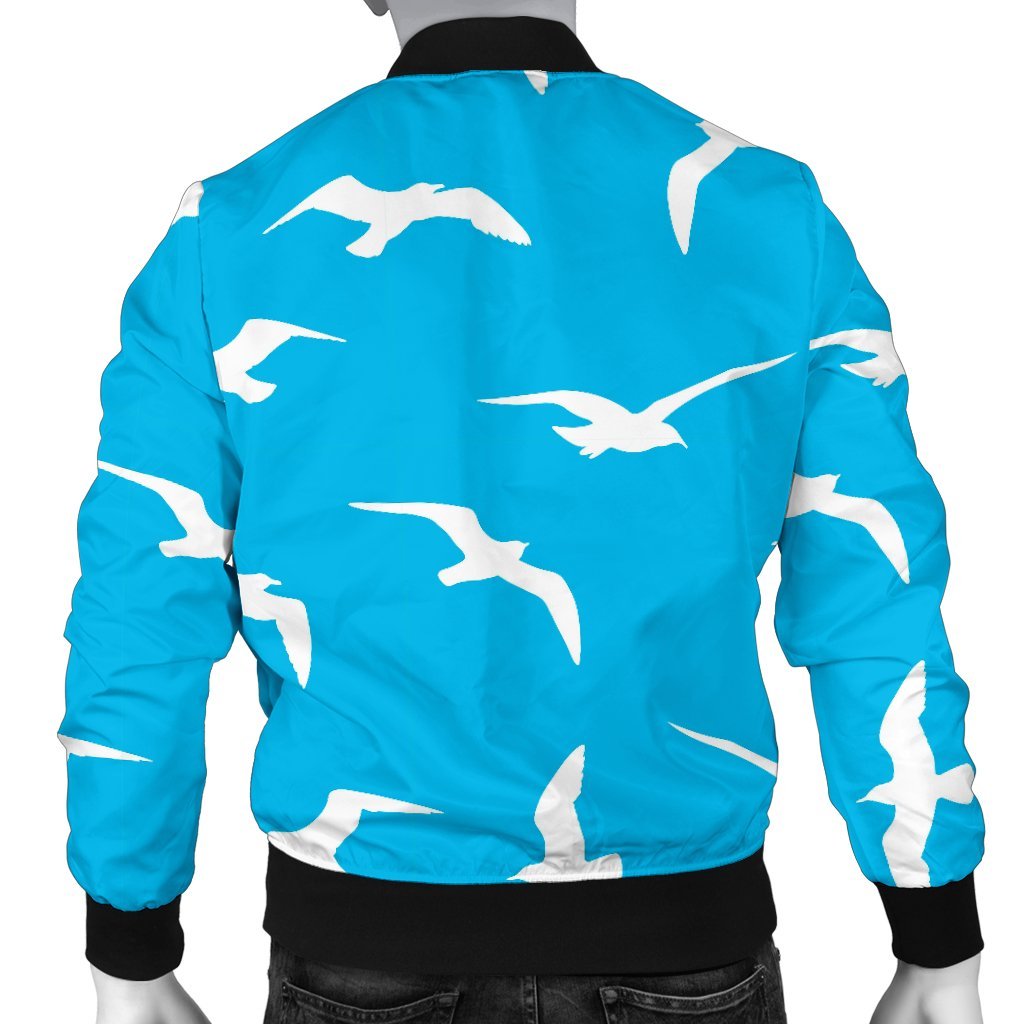 Seagull Pattern Print Men's Bomber Jacket-grizzshop