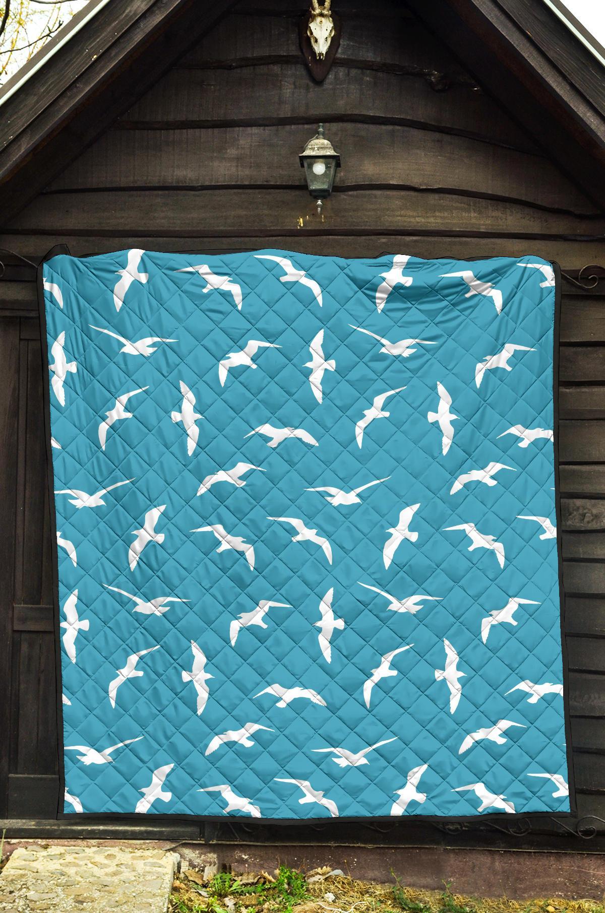 Seagull Pattern Print Quilt-grizzshop