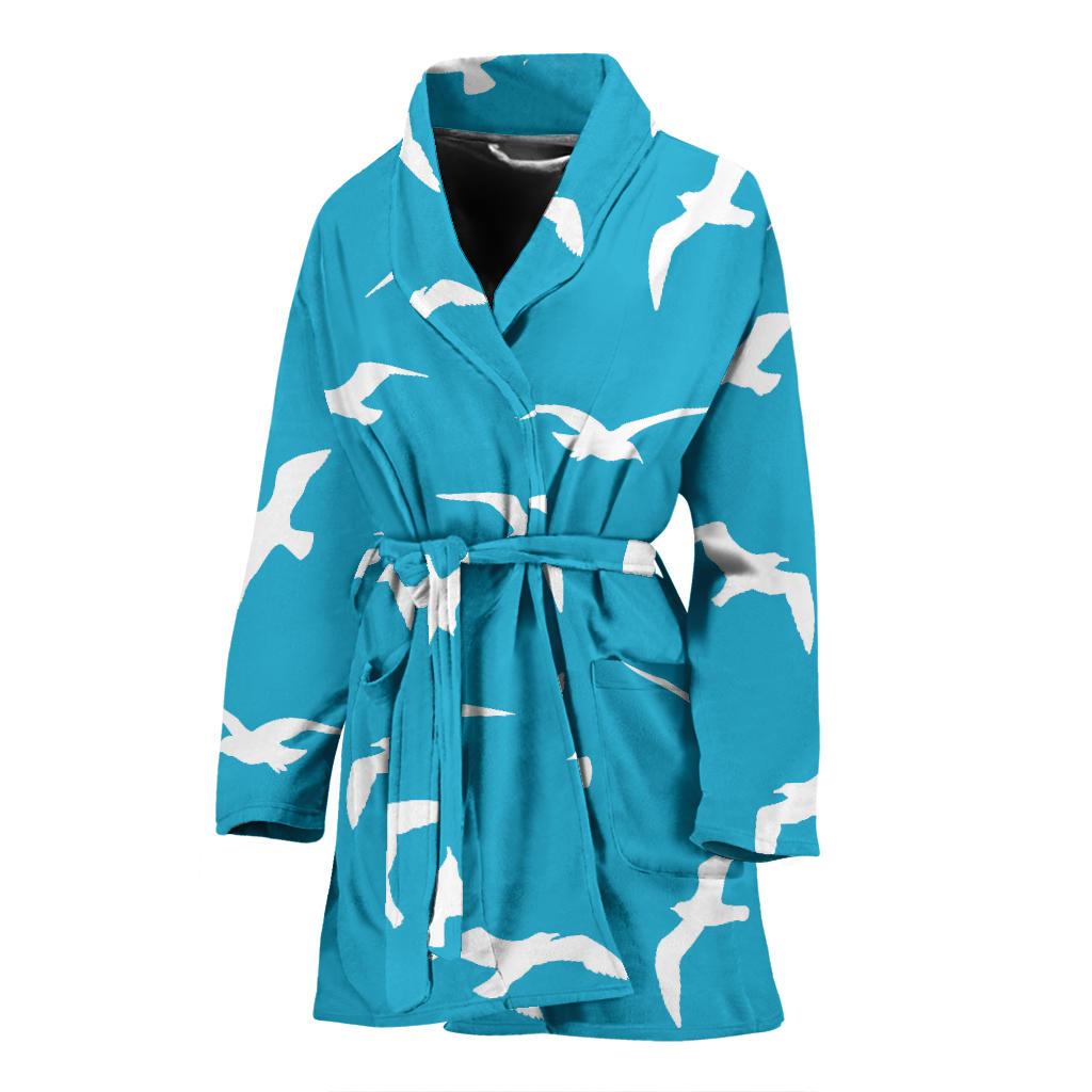 Seagull Pattern Print Women Long Robe-grizzshop