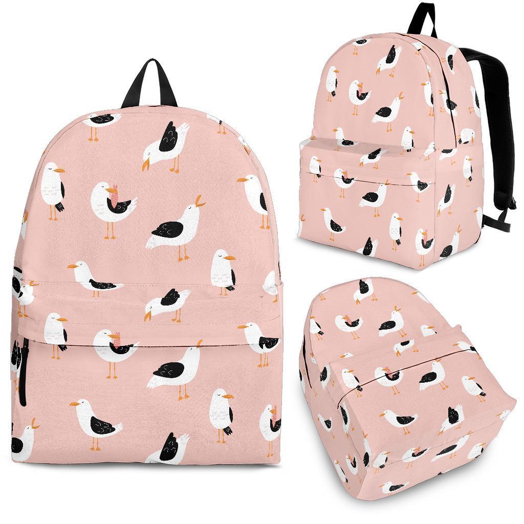 Seagull Pink Pattern Print Backpack-grizzshop