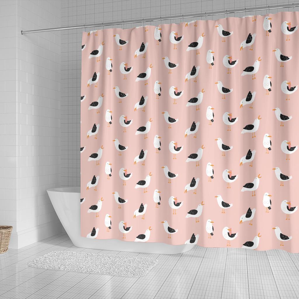 Seagull Pink Pattern Print Bathroom Shower Curtain-grizzshop