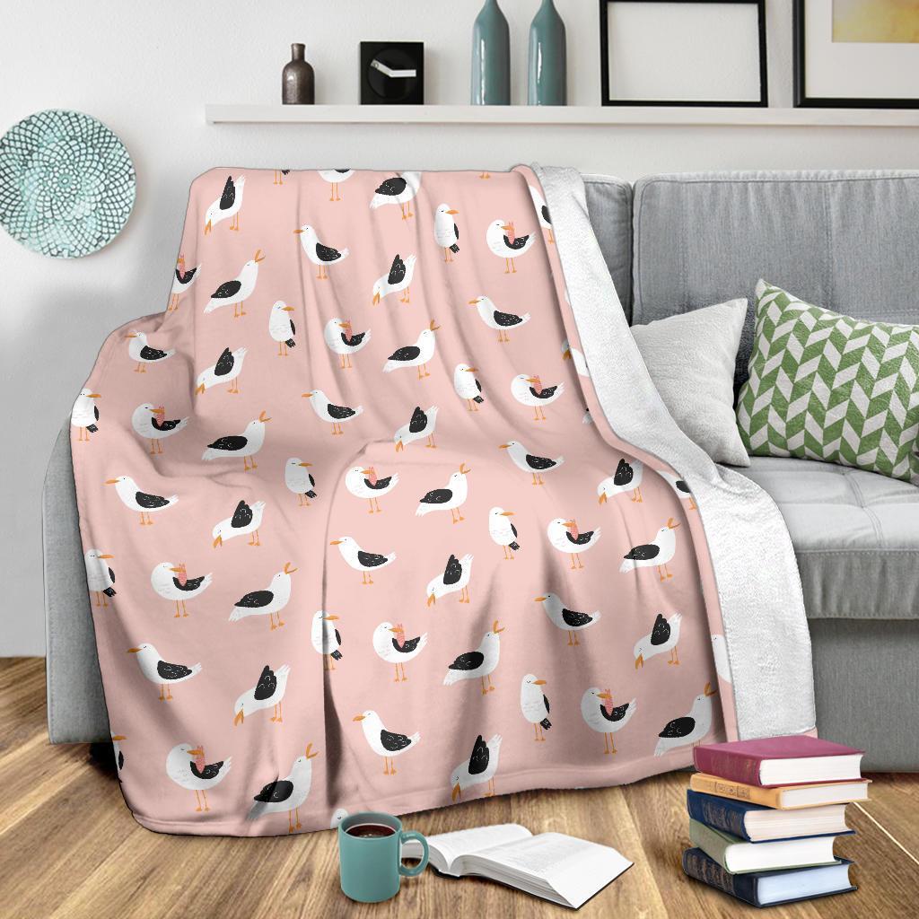 Seagull Pink Pattern Print Blanket-grizzshop