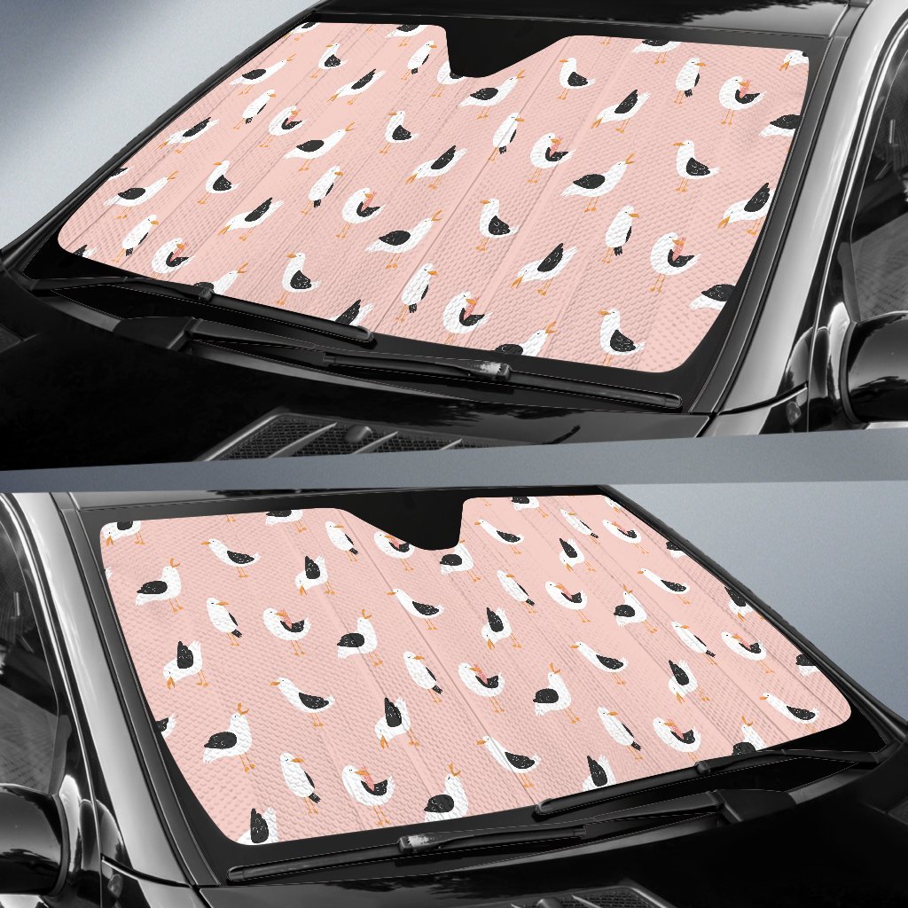Seagull Pink Pattern Print Car Sun Shade-grizzshop