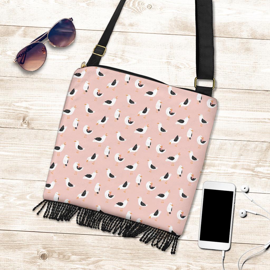 Seagull Pink Pattern Print Crossbody bags-grizzshop