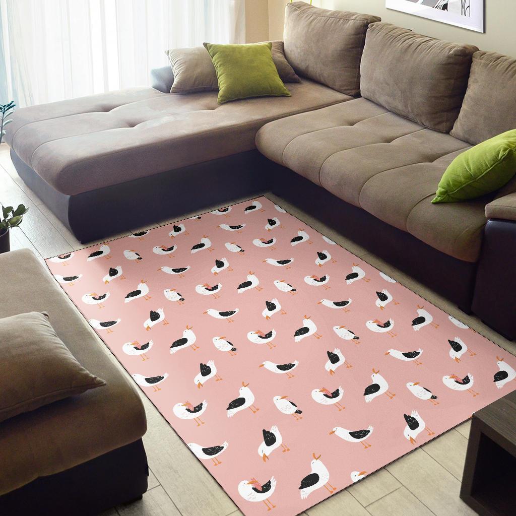 Seagull Pink Pattern Print Floor Mat-grizzshop