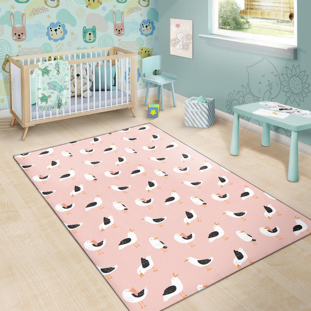 Seagull Pink Pattern Print Floor Mat-grizzshop