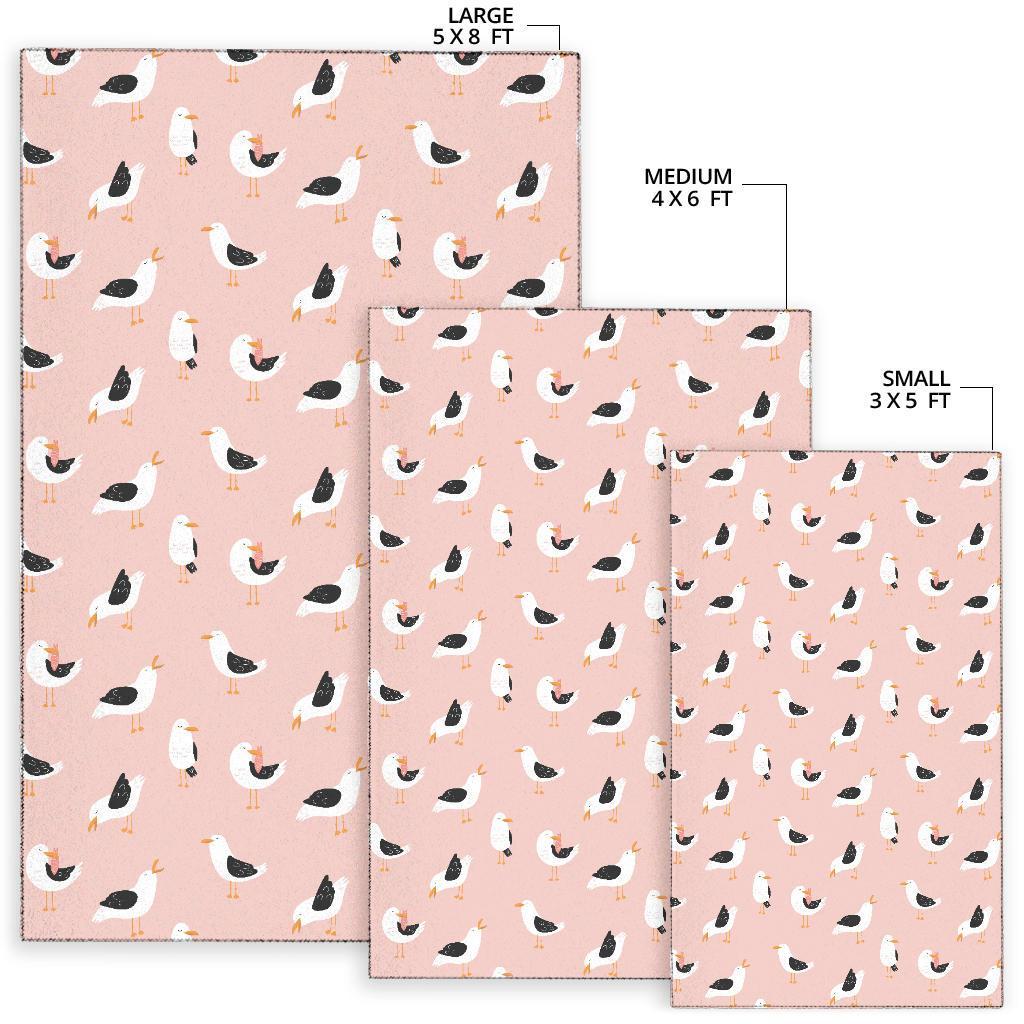 Seagull Pink Pattern Print Floor Mat-grizzshop