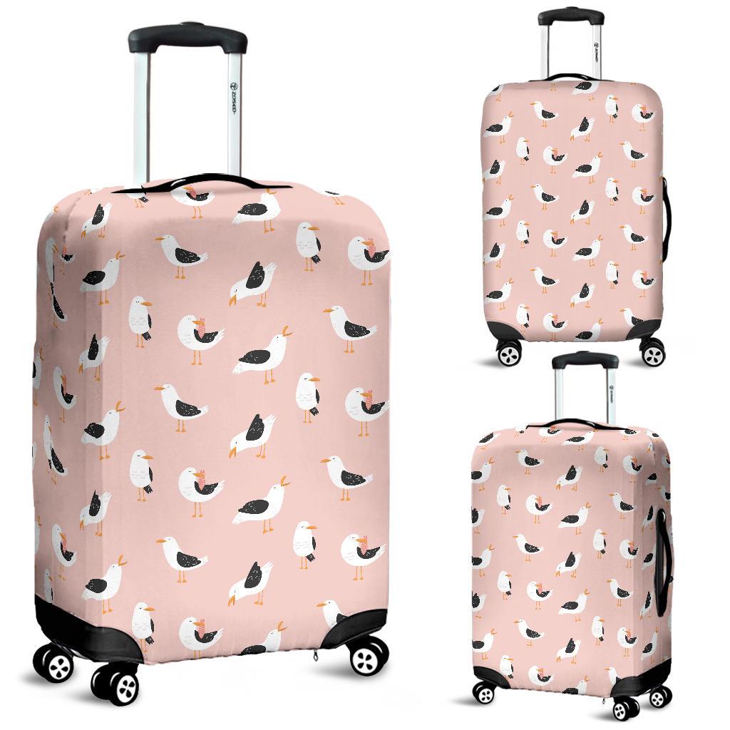 Seagull Pink Pattern Print Luggage Cover Protector-grizzshop