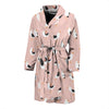 Seagull Pink Pattern Print Men Long Robe-grizzshop