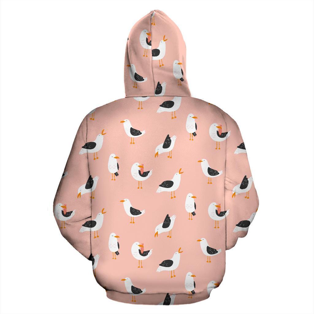 Seagull Pink Pattern Print Men Women Pullover Hoodie-grizzshop