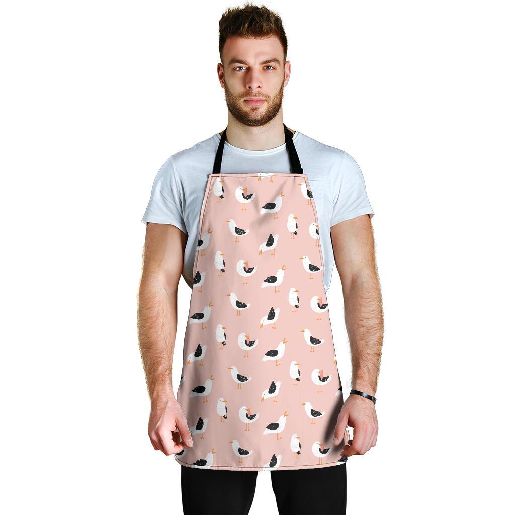 Seagull Pink Pattern Print Men's Apron-grizzshop