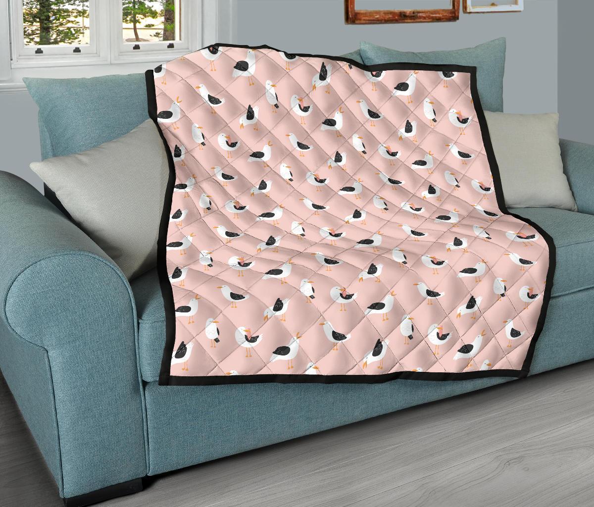 Seagull Pink Pattern Print Quilt-grizzshop