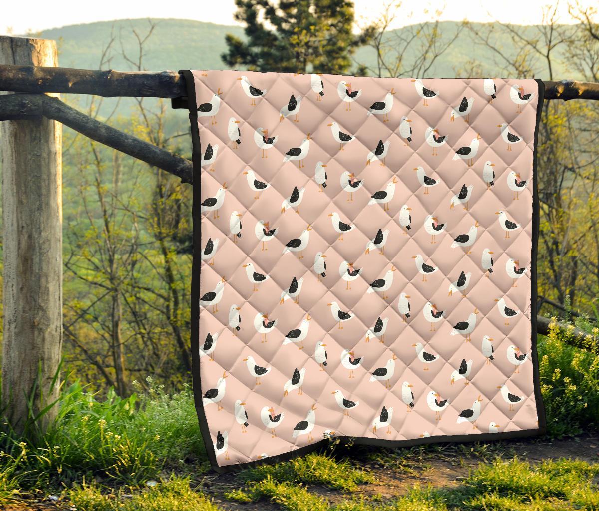 Seagull Pink Pattern Print Quilt-grizzshop