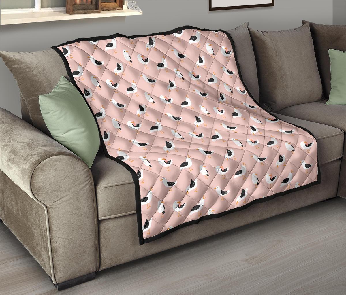 Seagull Pink Pattern Print Quilt-grizzshop