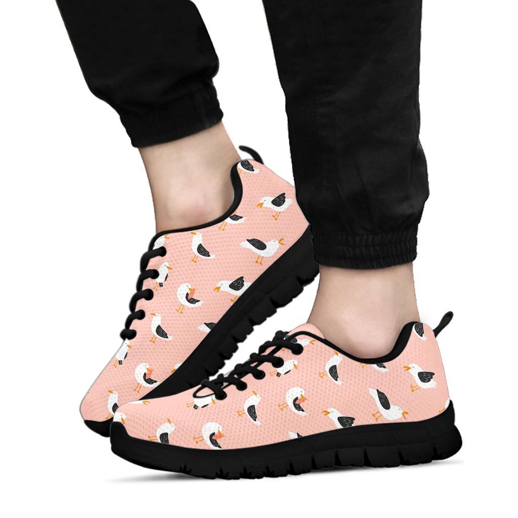 Seagull Pink Pattern Print Sneaker Shoes For Men Women-grizzshop