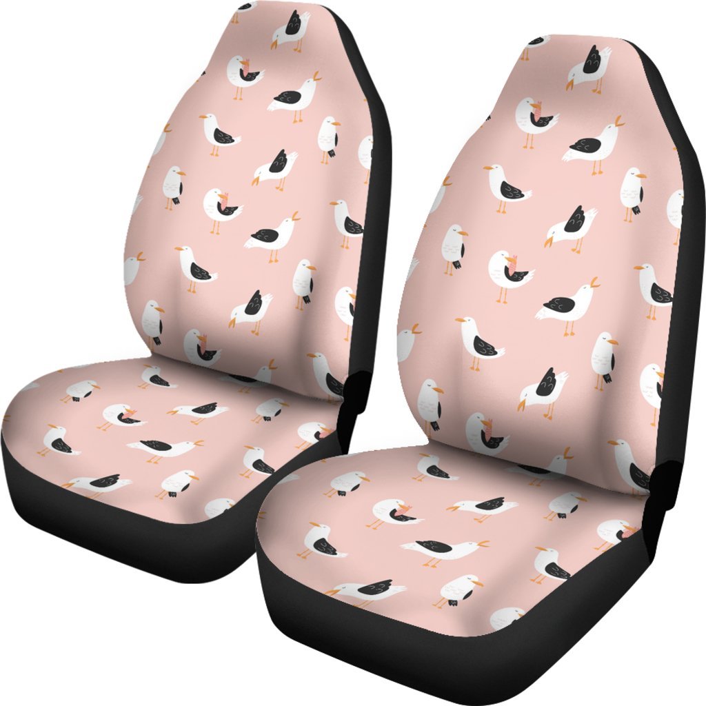 Seagull Pink Pattern Print Universal Fit Car Seat Covers-grizzshop