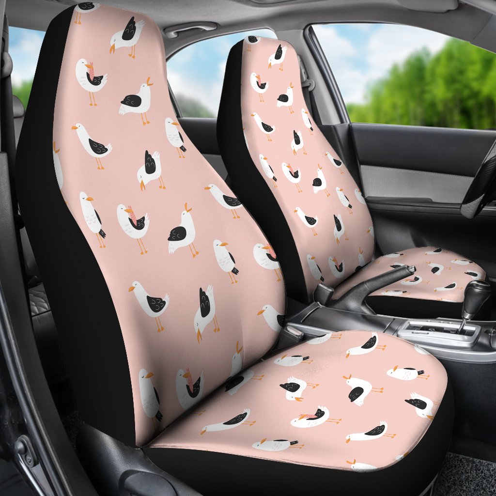 Seagull Pink Pattern Print Universal Fit Car Seat Covers-grizzshop