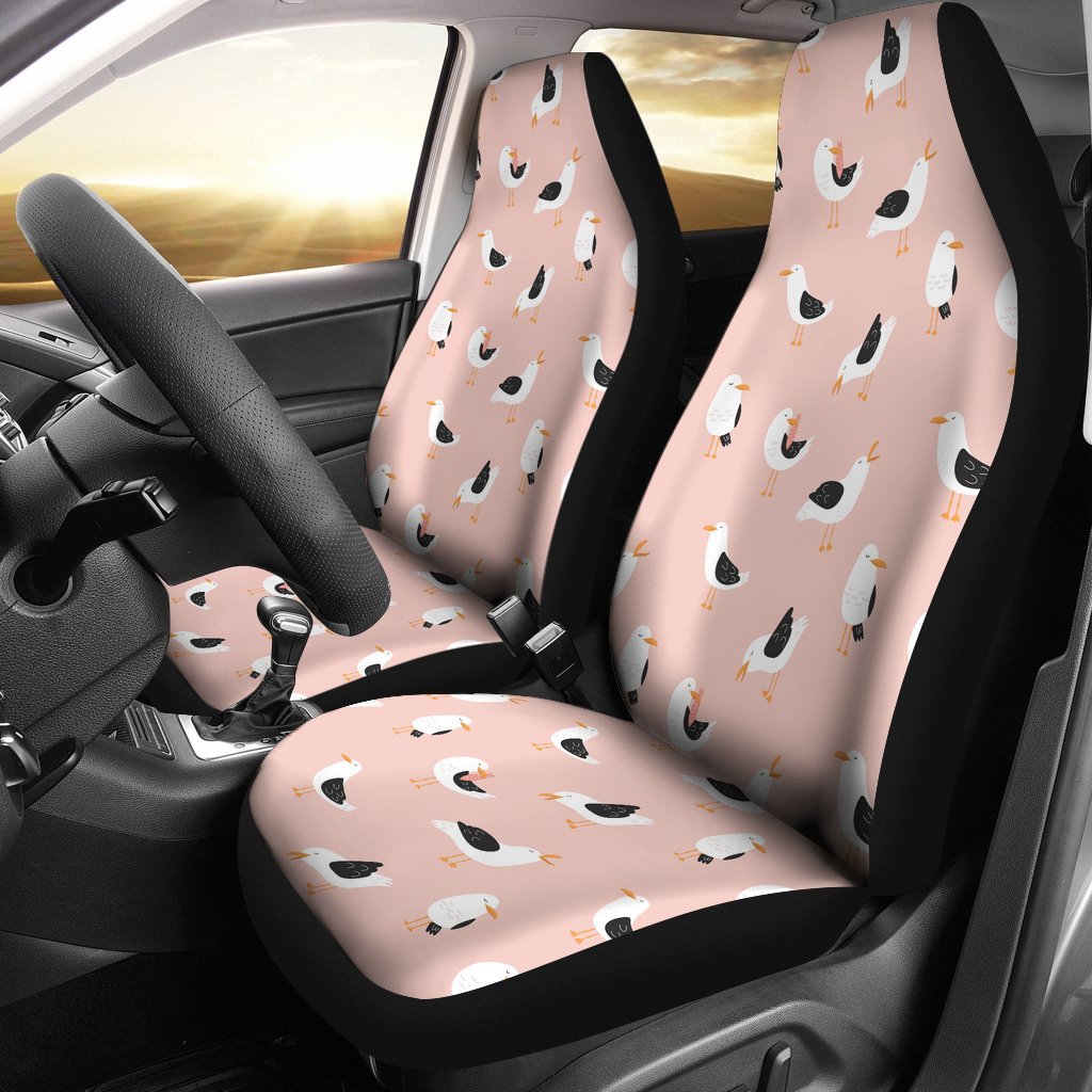 Seagull Pink Pattern Print Universal Fit Car Seat Covers-grizzshop