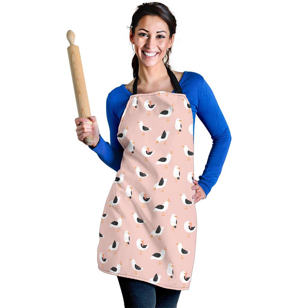 Seagull Pink Pattern Print Women's Apron-grizzshop