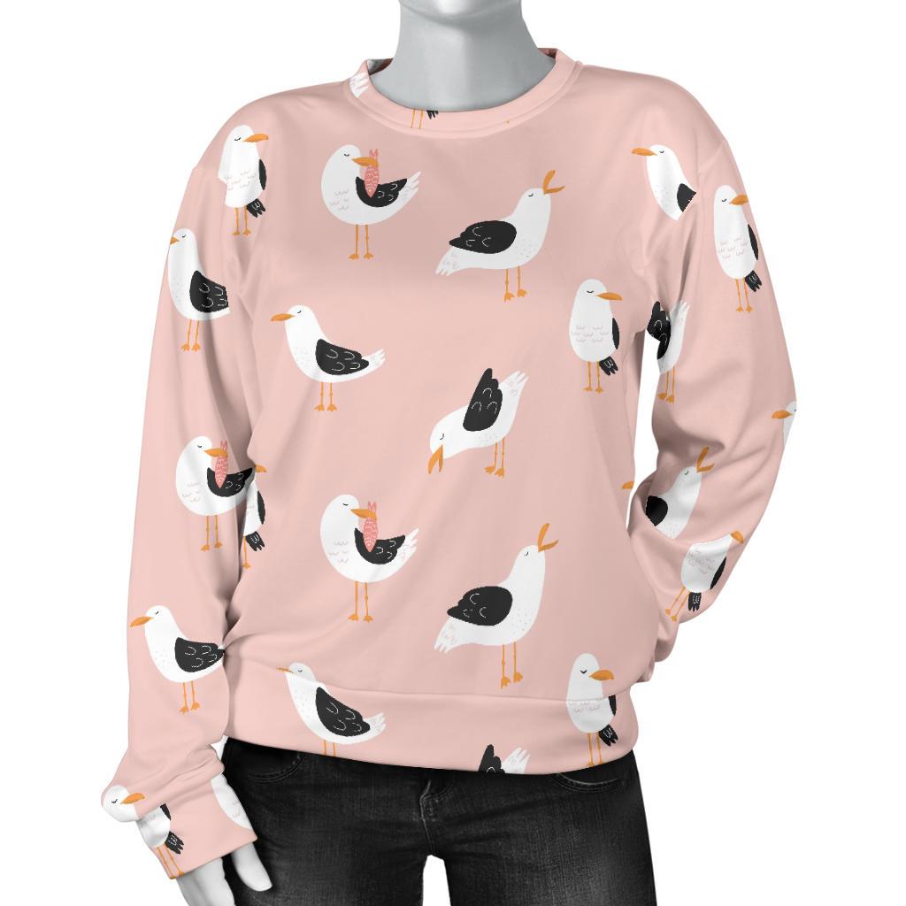 Seagull Pink Pattern Print Women's Sweatshirt-grizzshop