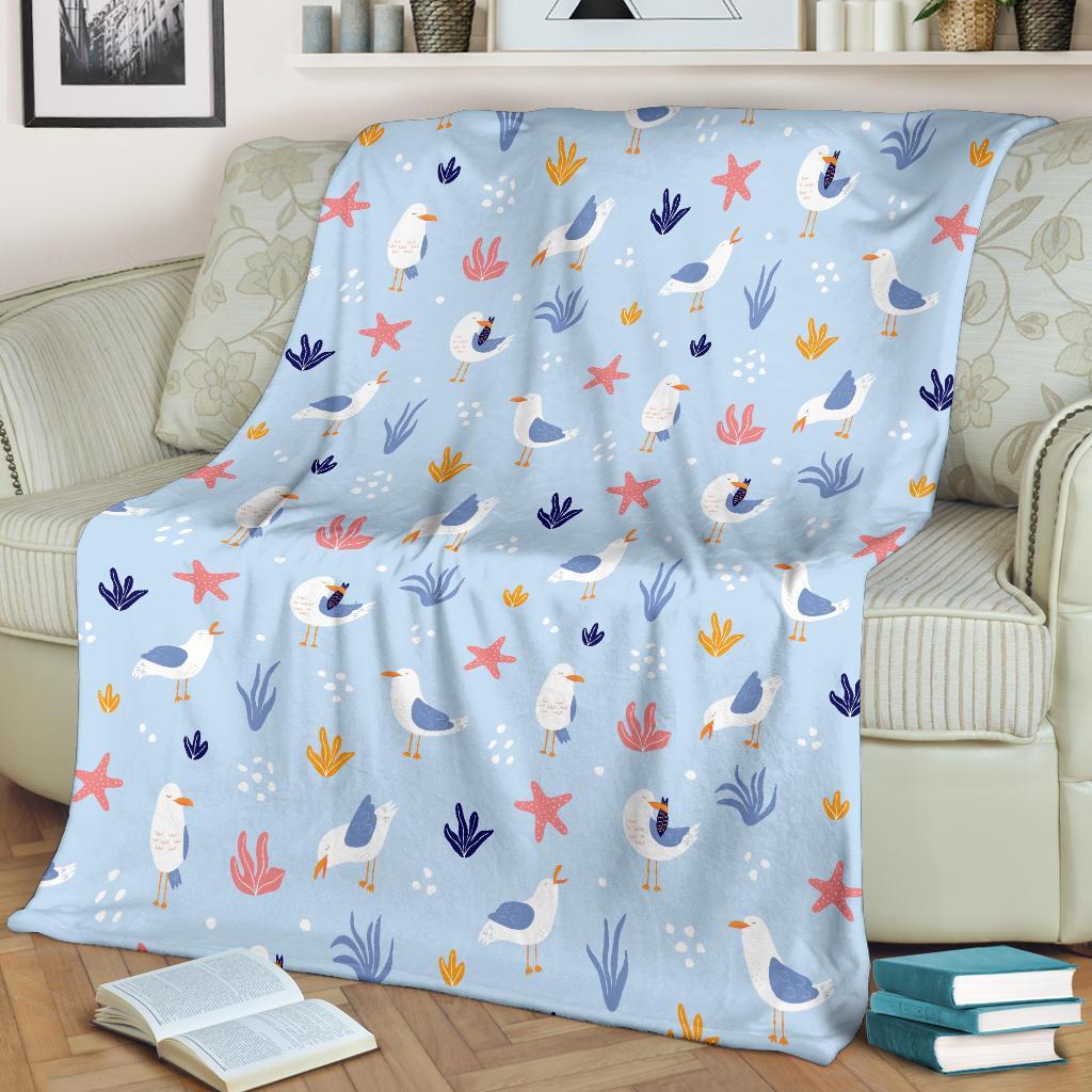 Seagull Print Pattern Blanket-grizzshop