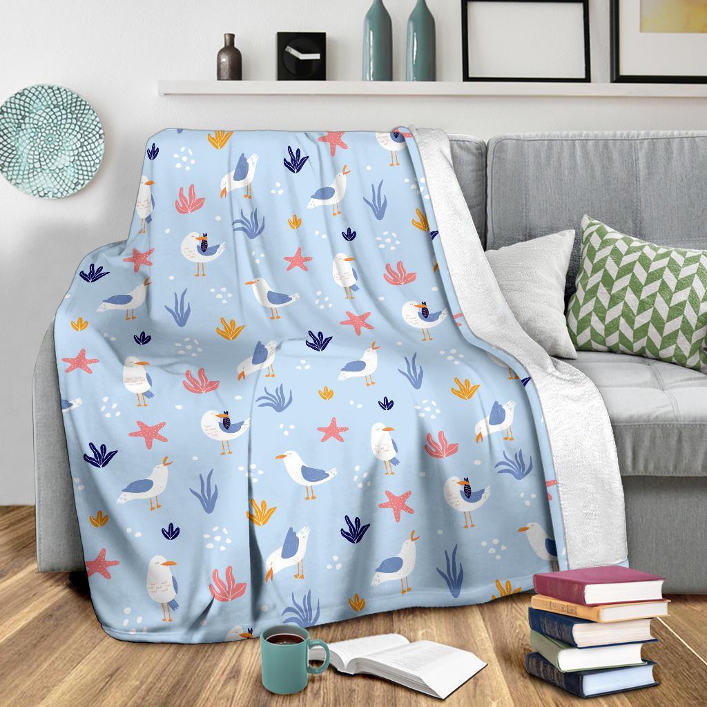 Seagull Print Pattern Blanket-grizzshop