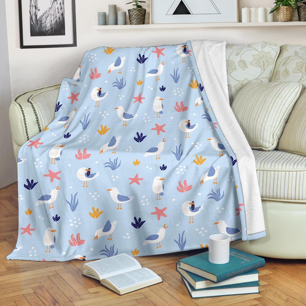 Seagull Print Pattern Blanket-grizzshop