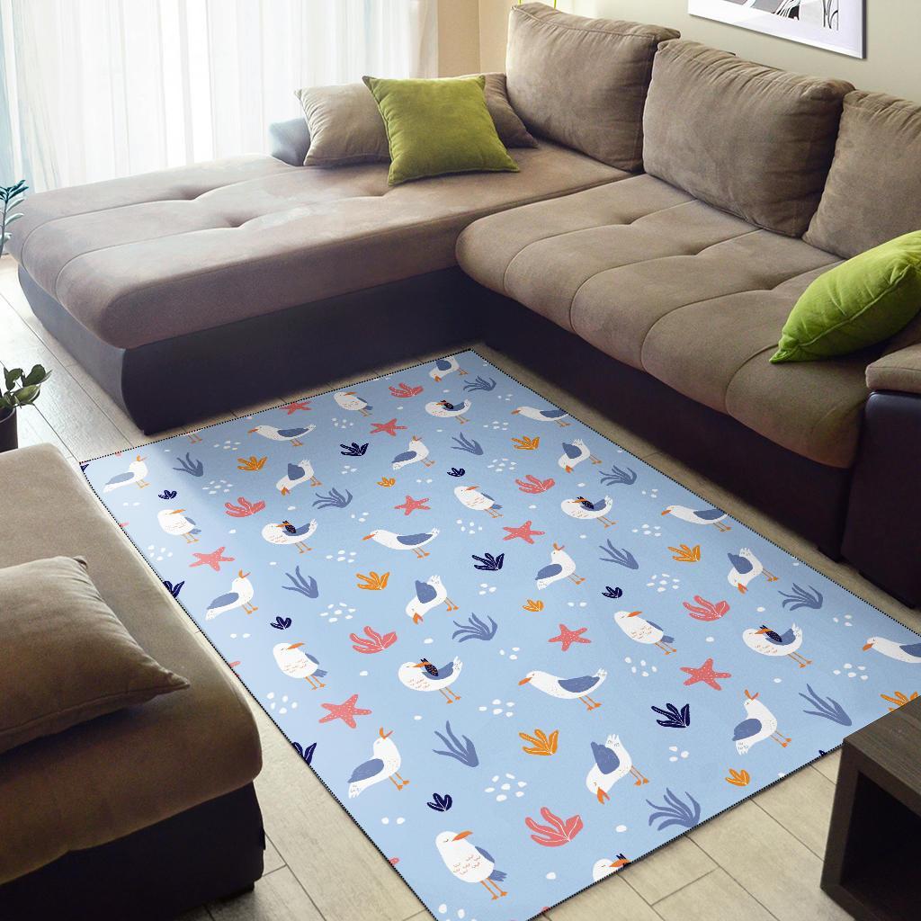 Seagull Print Pattern Floor Mat-grizzshop