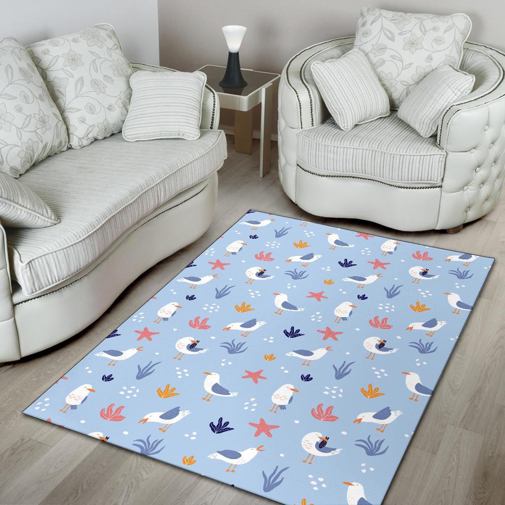 Seagull Print Pattern Floor Mat-grizzshop