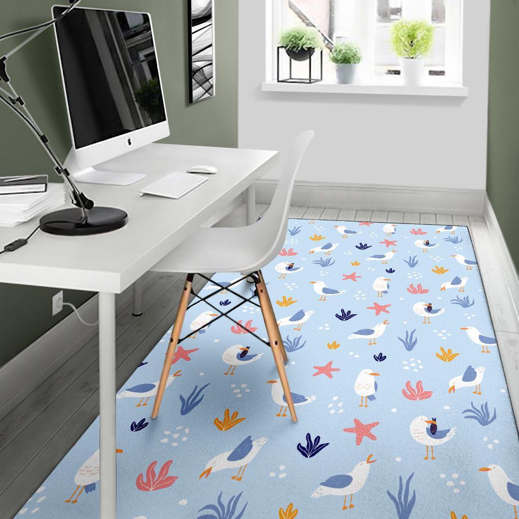 Seagull Print Pattern Floor Mat-grizzshop