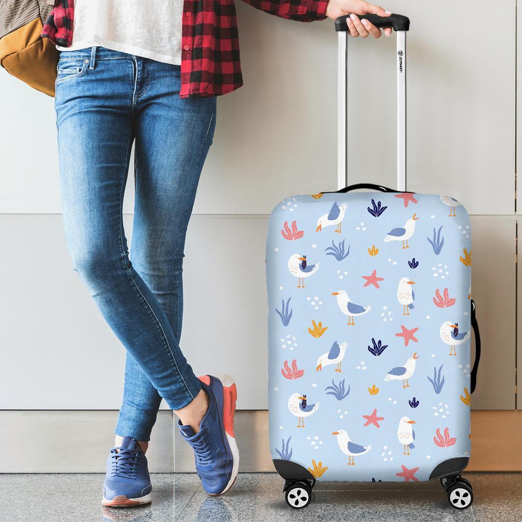 Seagull Print Pattern Luggage Cover Protector-grizzshop