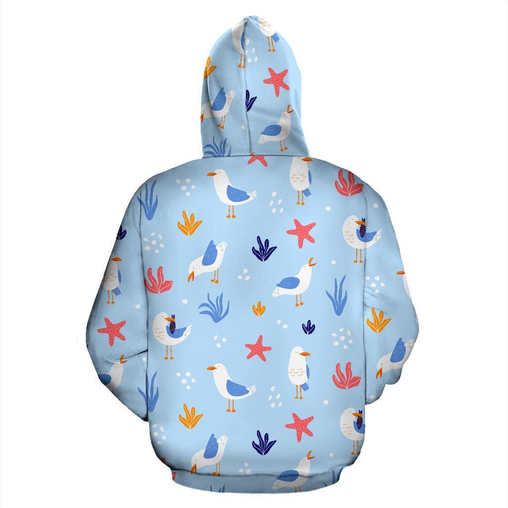 Seagull Print Pattern Men Women Pullover Hoodie-grizzshop