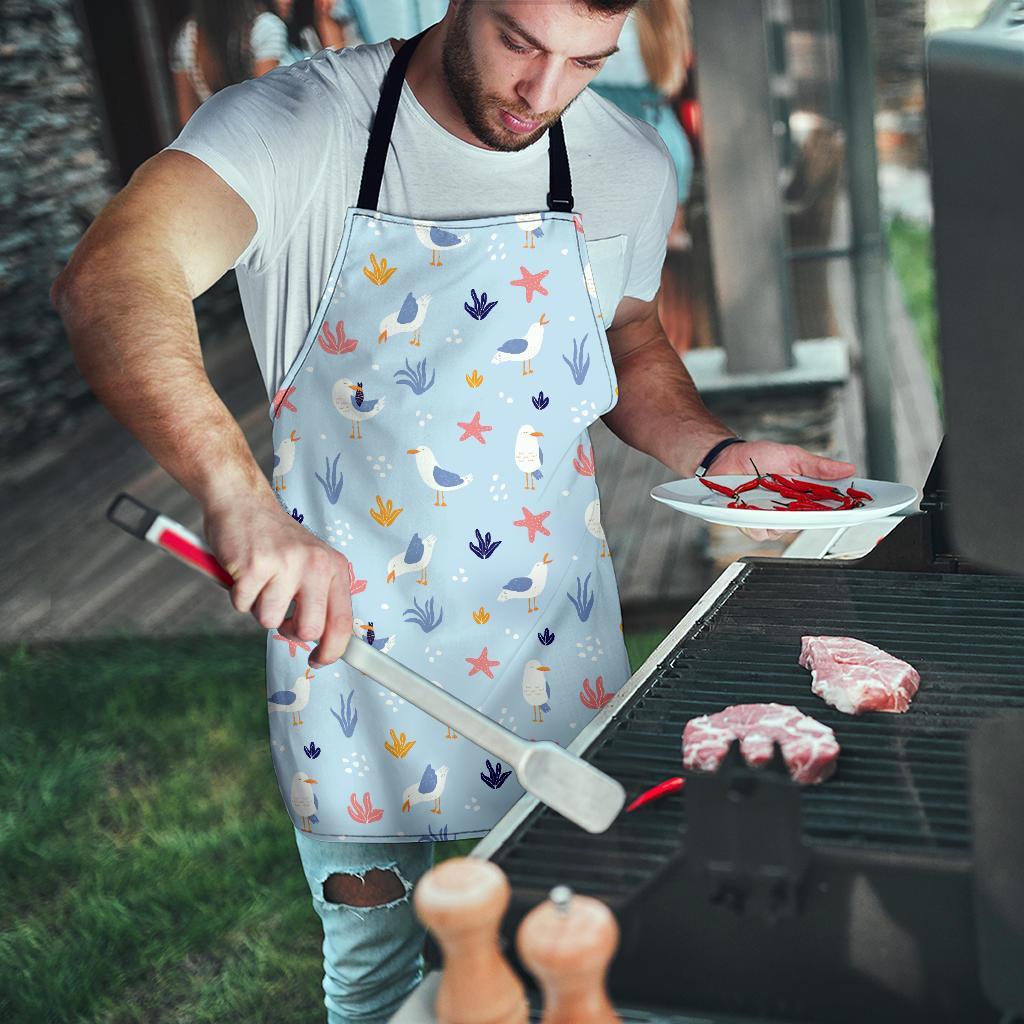 Seagull Print Pattern Men's Apron-grizzshop