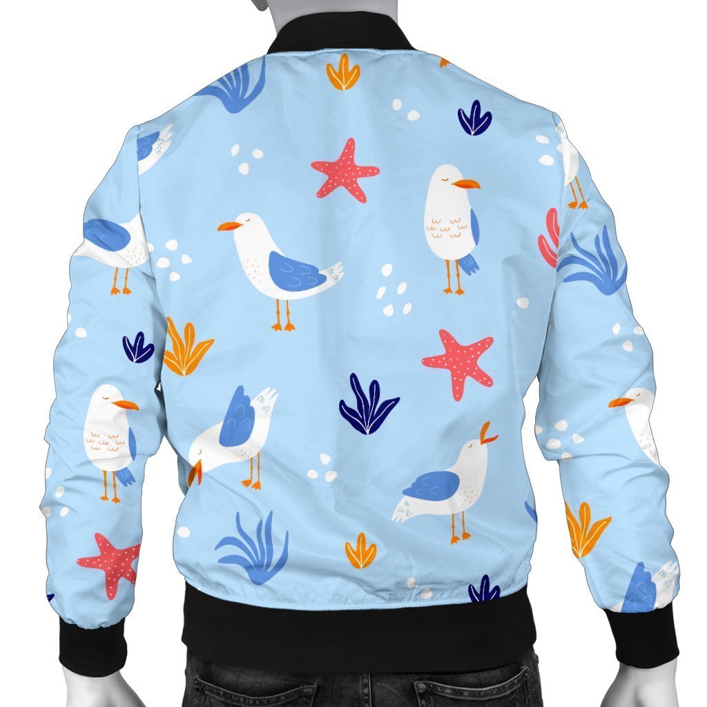 Seagull Print Pattern Men's Bomber Jacket-grizzshop