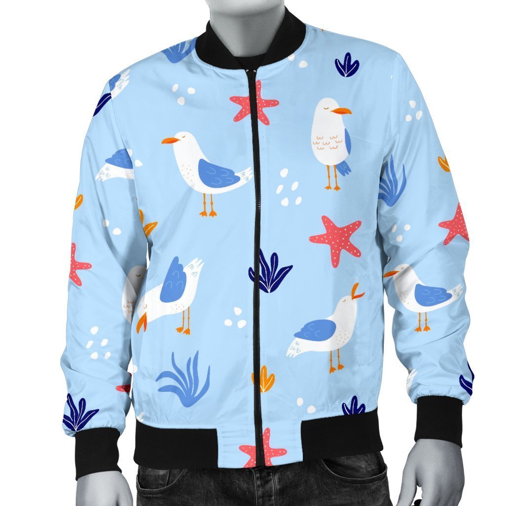 Seagull Print Pattern Men's Bomber Jacket-grizzshop