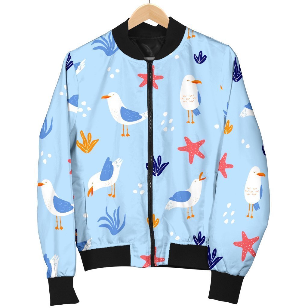 Seagull Print Pattern Men's Bomber Jacket-grizzshop