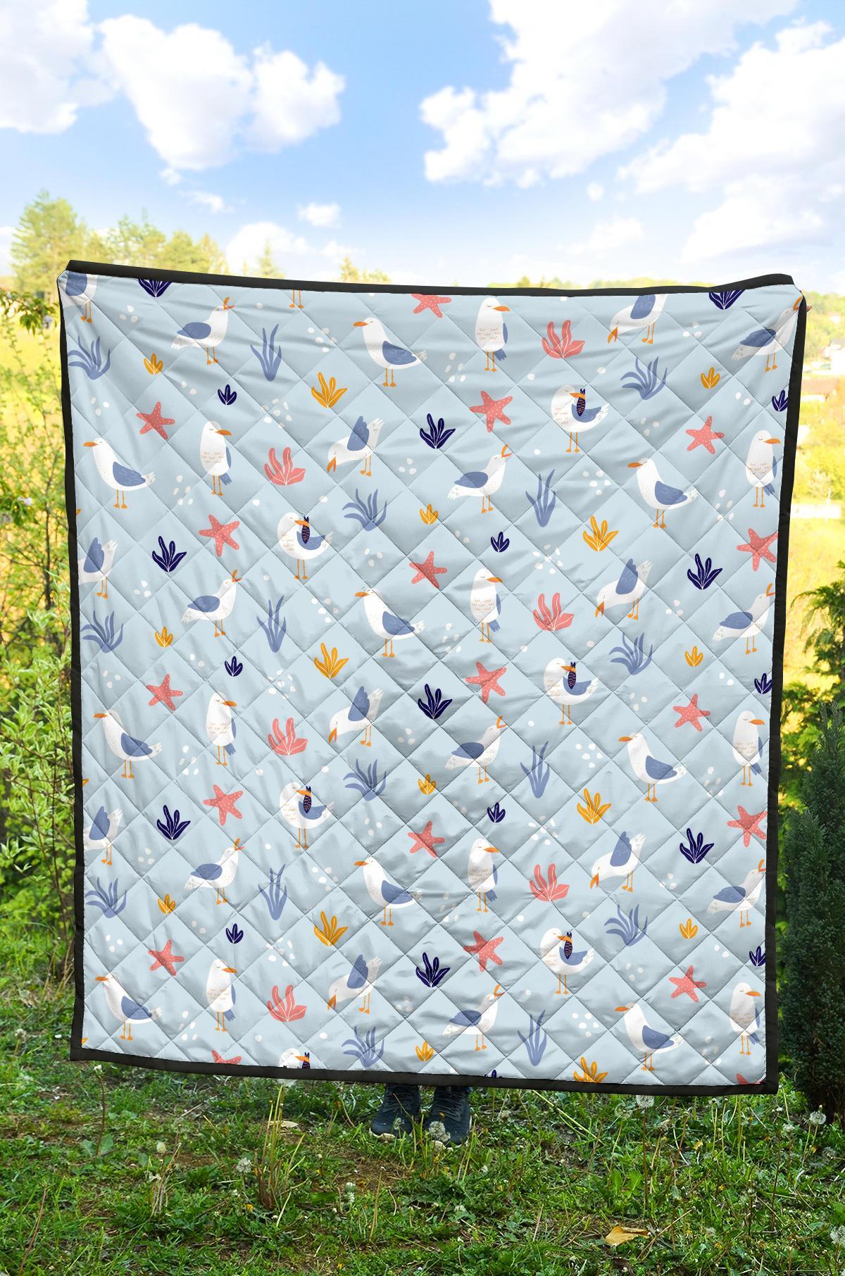 Seagull Print Pattern Quilt-grizzshop