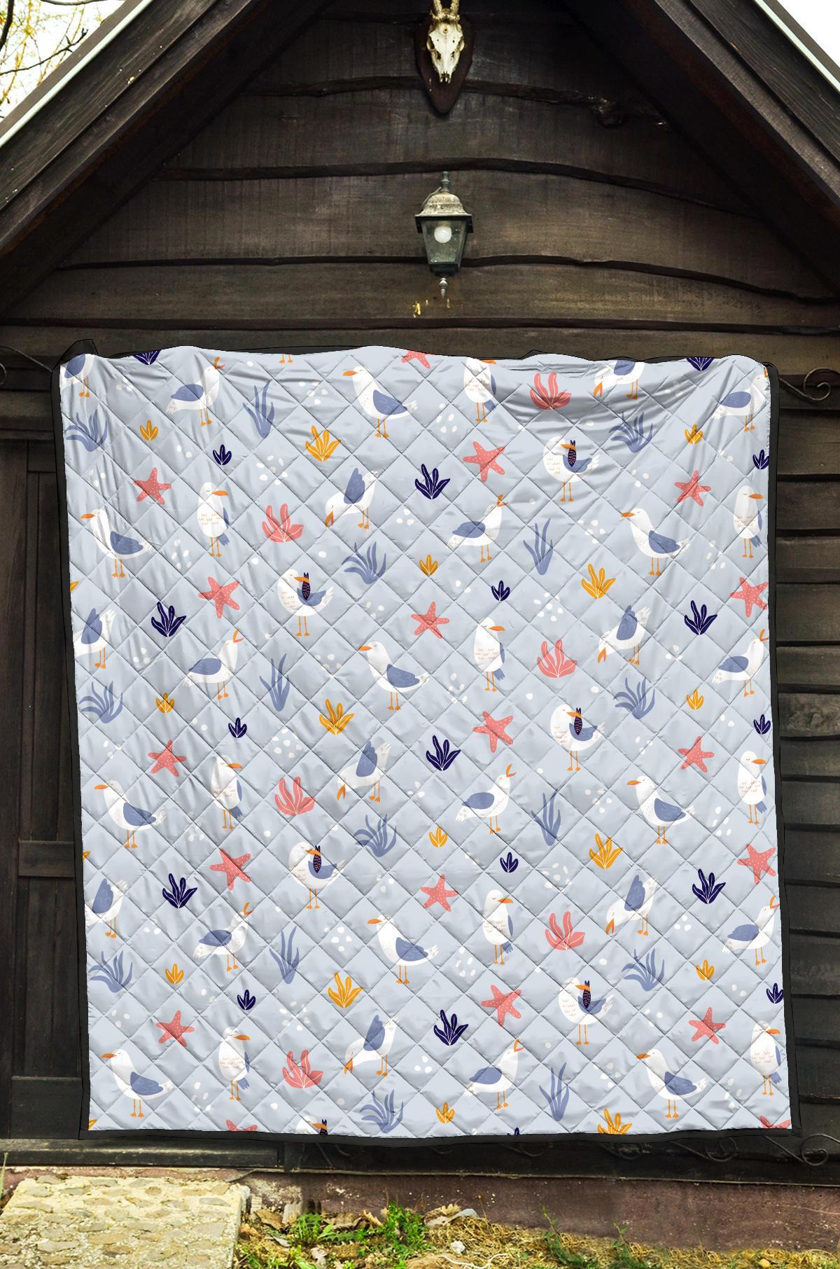 Seagull Print Pattern Quilt-grizzshop